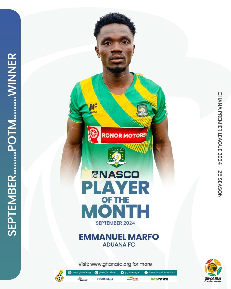 Aduana FC's Emmanuel Marfo wins NASCO player of the month for September award