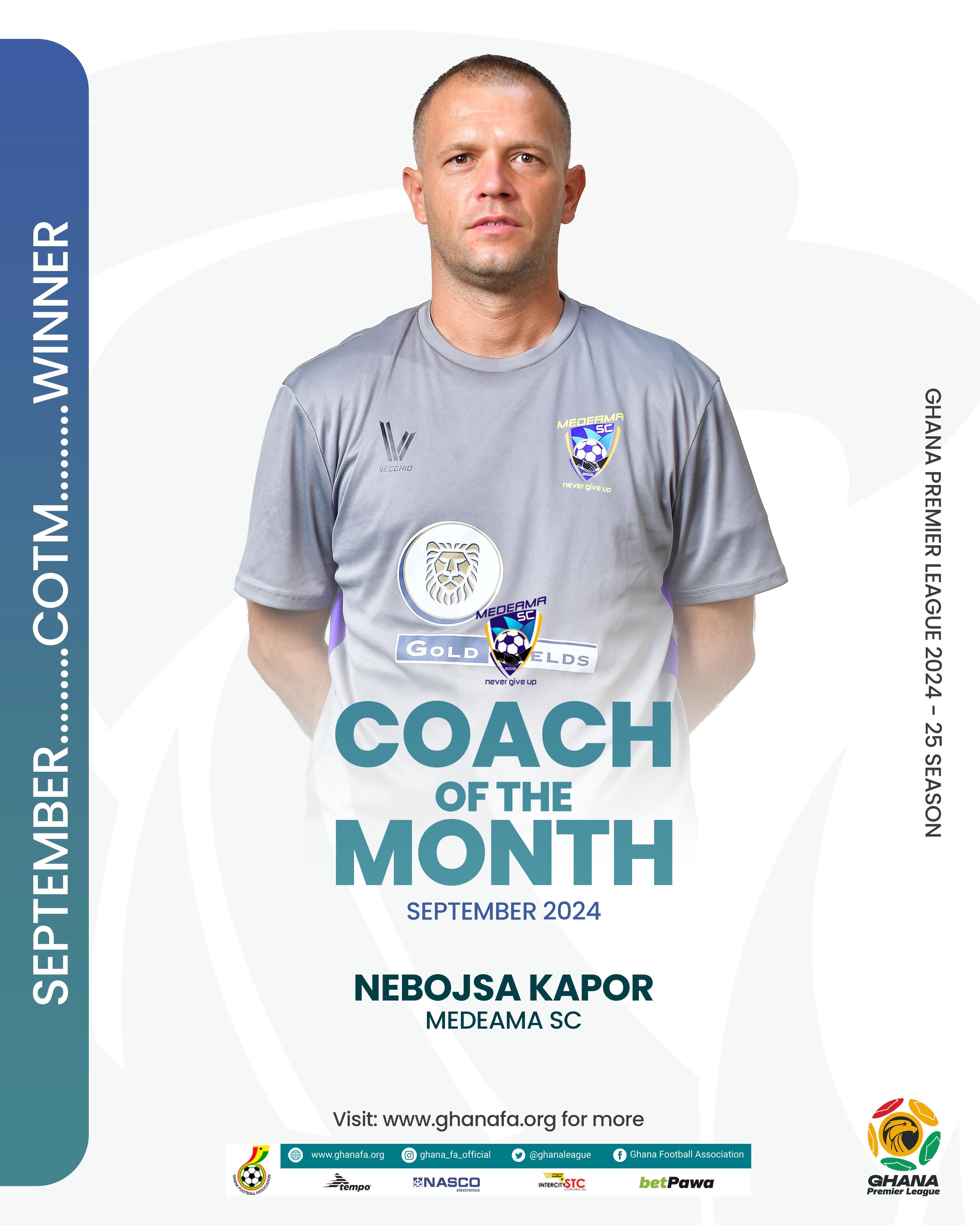 Nebojsa Kapor named NASCO coach of the month for September