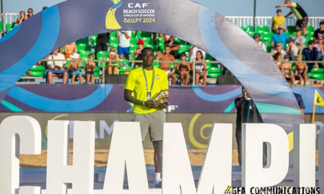 Ghana’s Alexander Adjei honoured as Top Scorer at 2024 Beach Soccer African Cup of Nations