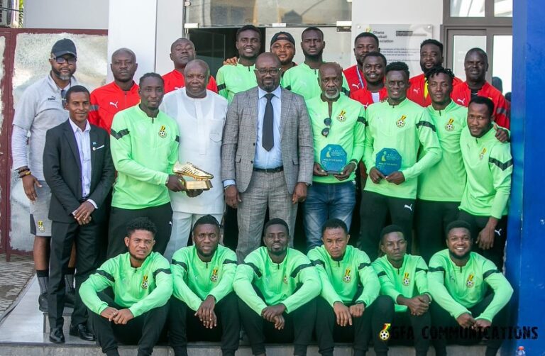 President Kurt Edwin Simeon-Okraku receives Beach Soccer Team after AFCON exploits