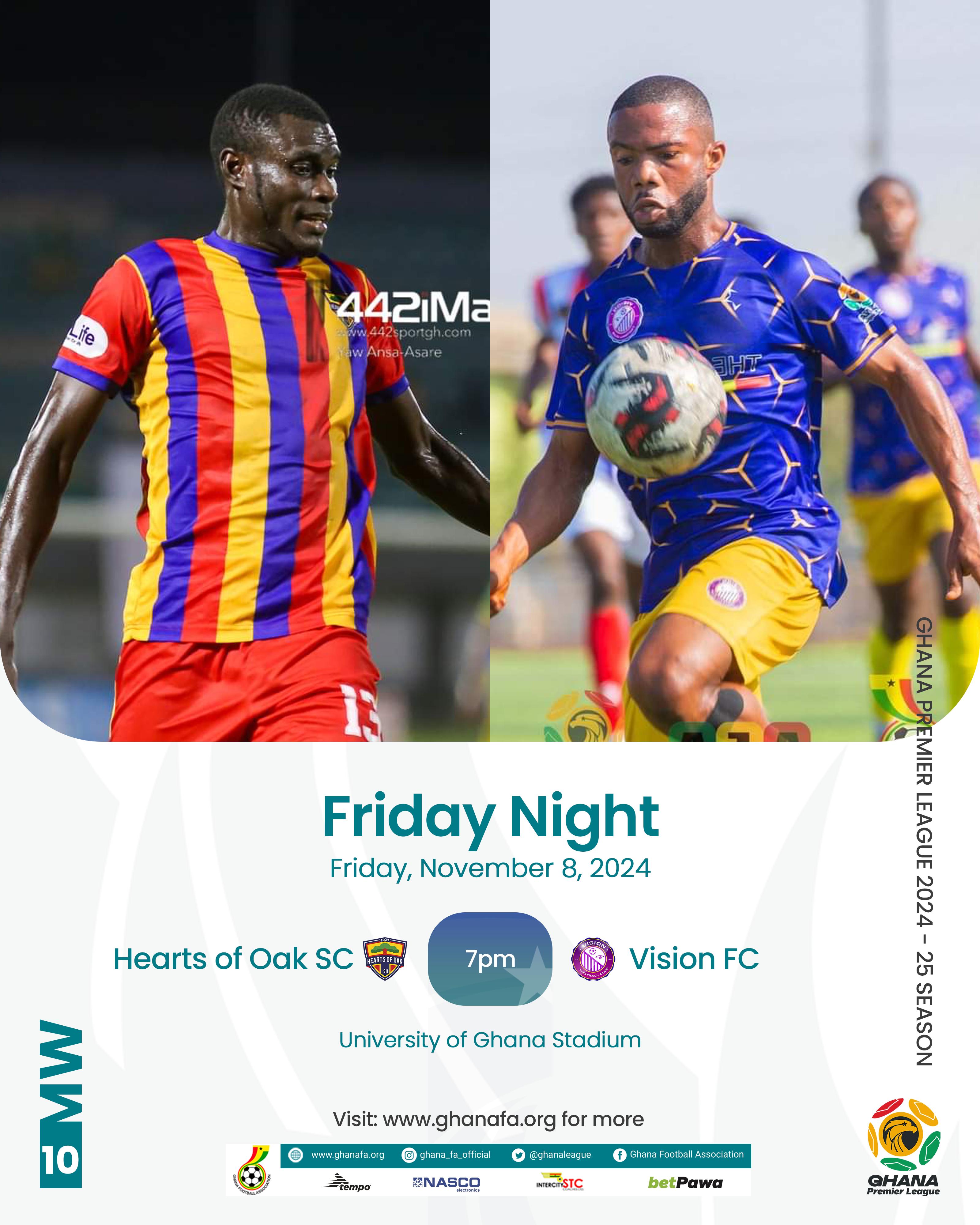 Premier League: Hearts of Oak lock horns with Vision FC in pivotal capital derby on Friday