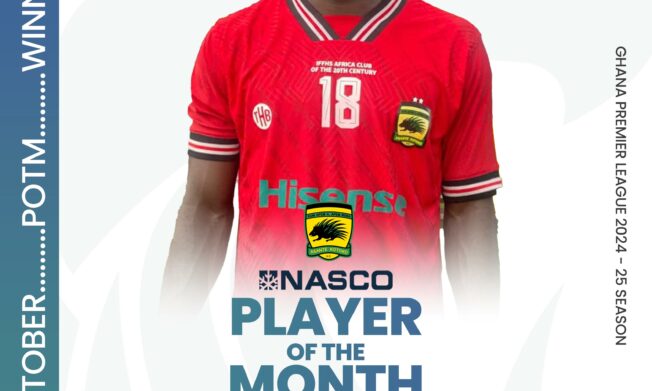 Asante Kotoko’s Albert Amoah wins NASCO Player of the month for October Award