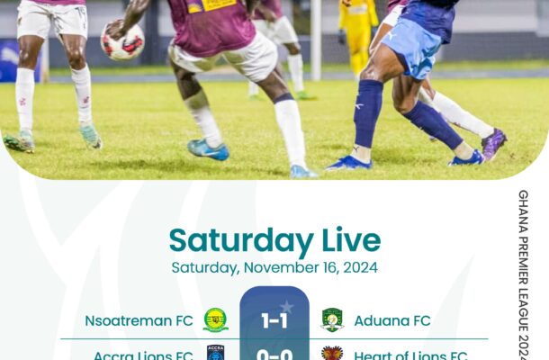 Premier League: Nsoatreman FC held at home by Aduana FC in derby; Accra Lions drop points at home