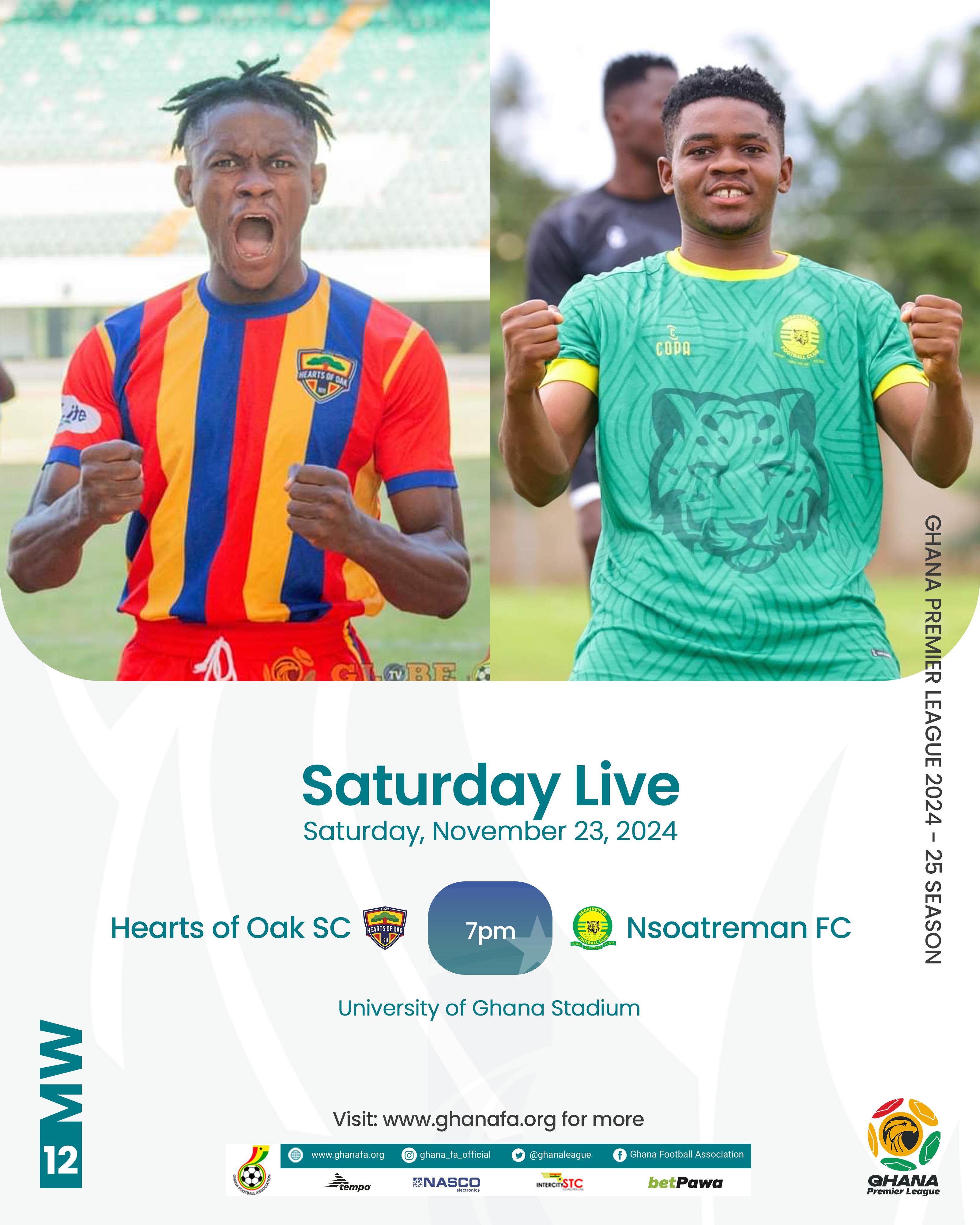 Premier League: Hearts of Oak face off against Nsoatreman FC in epic clash on Saturday