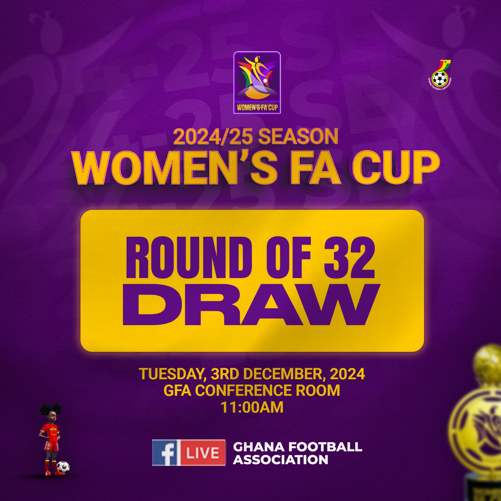 2024/25 Women’s FA Cup: Round of 32 draw to be held on December 3