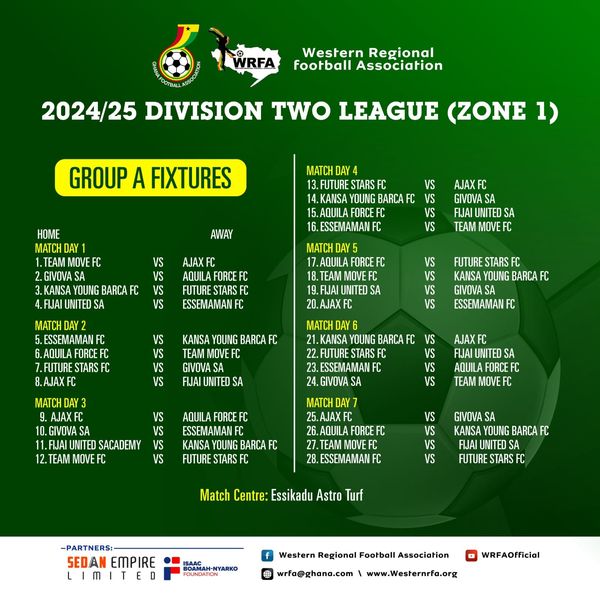 Western Region Division Two League Kicks Off 2024-2025 Season with Exciting Fixtures