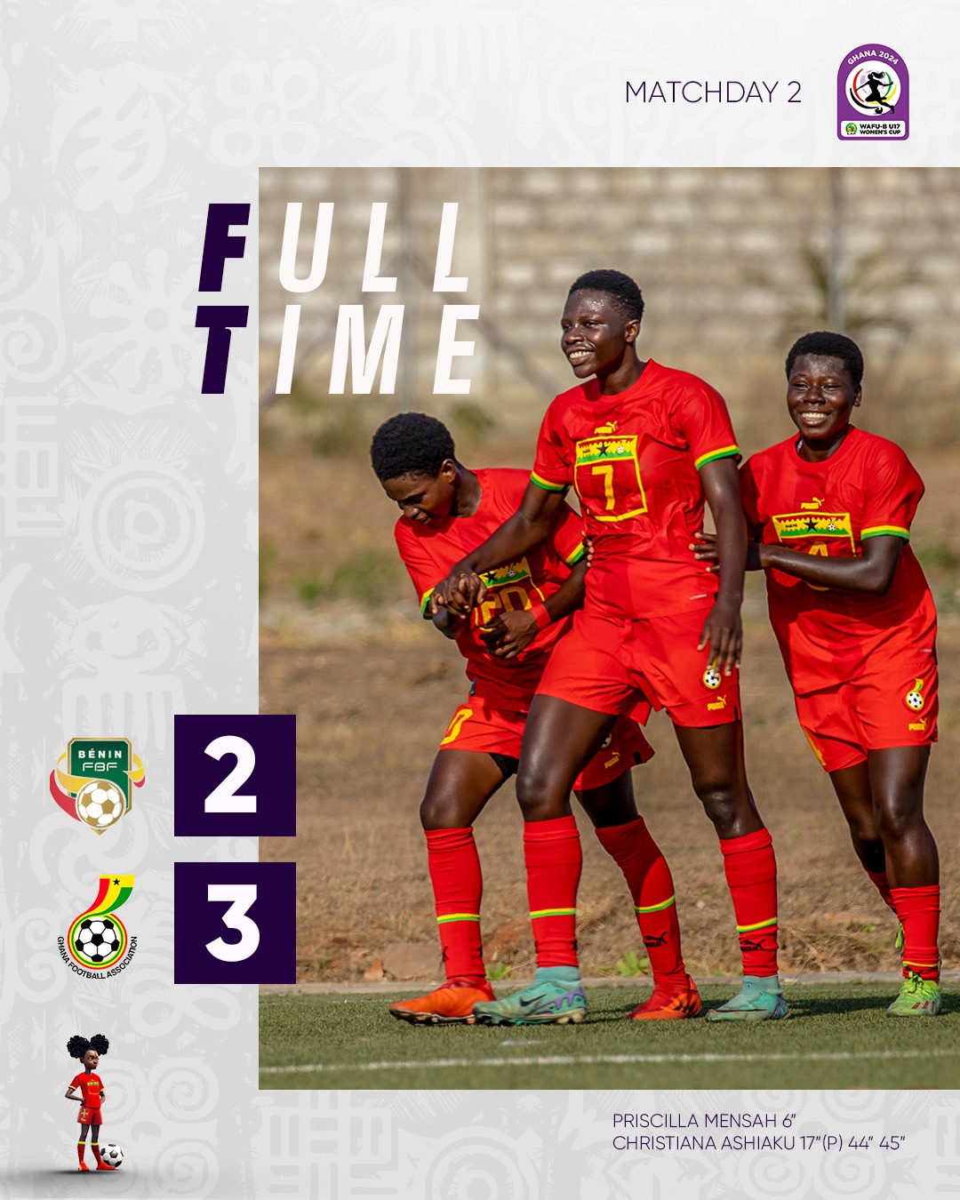 Black Maidens advance to WAFU B U-17 Girls Cup semis with a thrilling 3-2 win over Benin