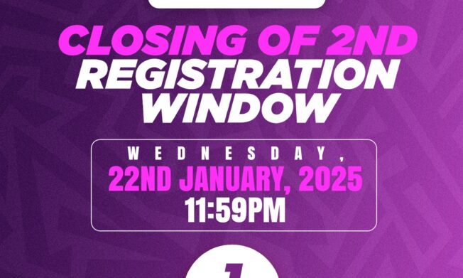 2nd Registration window closes Wednesday January 22, 2025