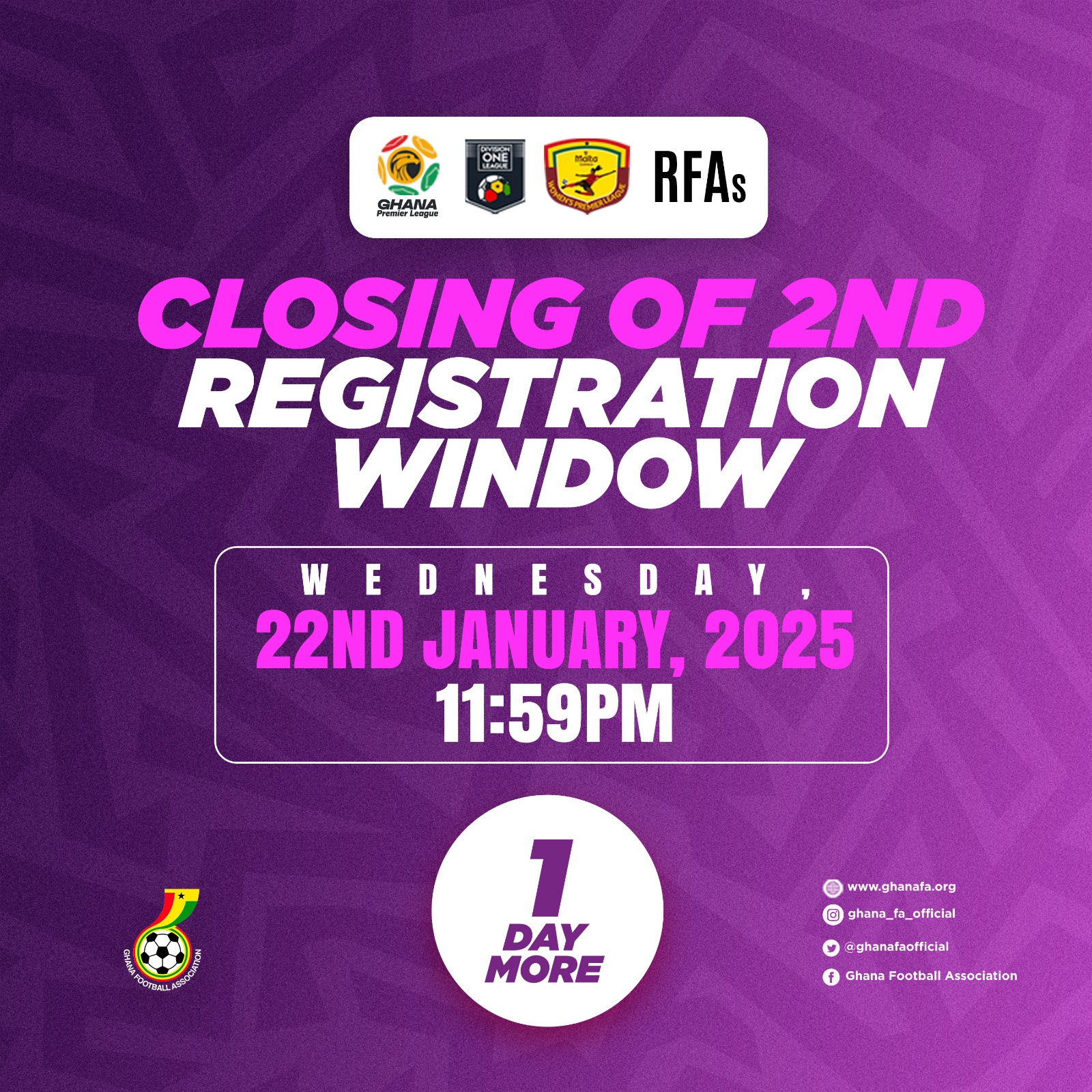 2nd Registration window closes Wednesday January 22, 2025