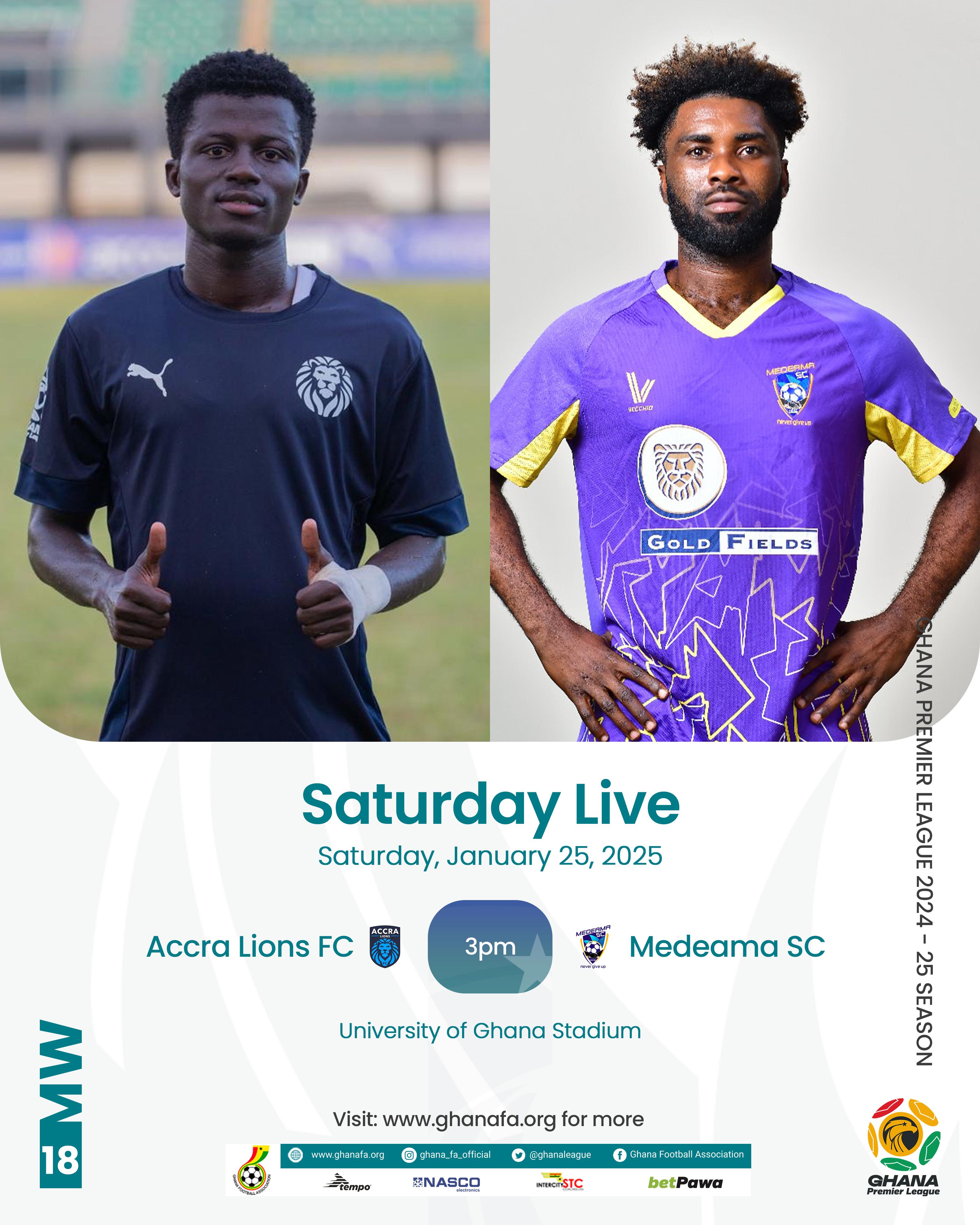 Premier League: Struggling Accra Lions seek redemption against Medeama today