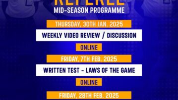 Dates and Events for Referees Mid-Season programme announced