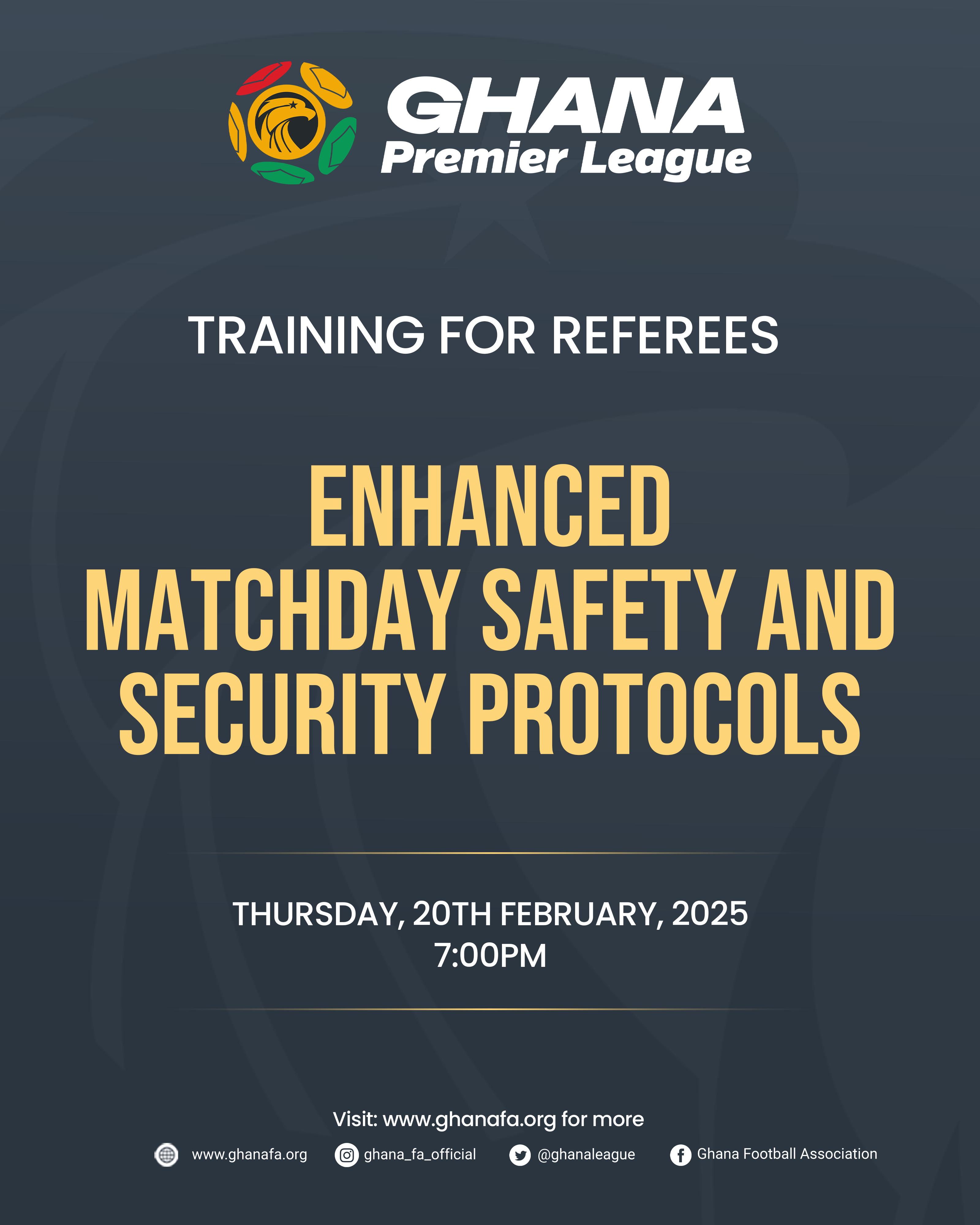 GFA to host training workshop for Referees on enhanced Safety and Security Protocols