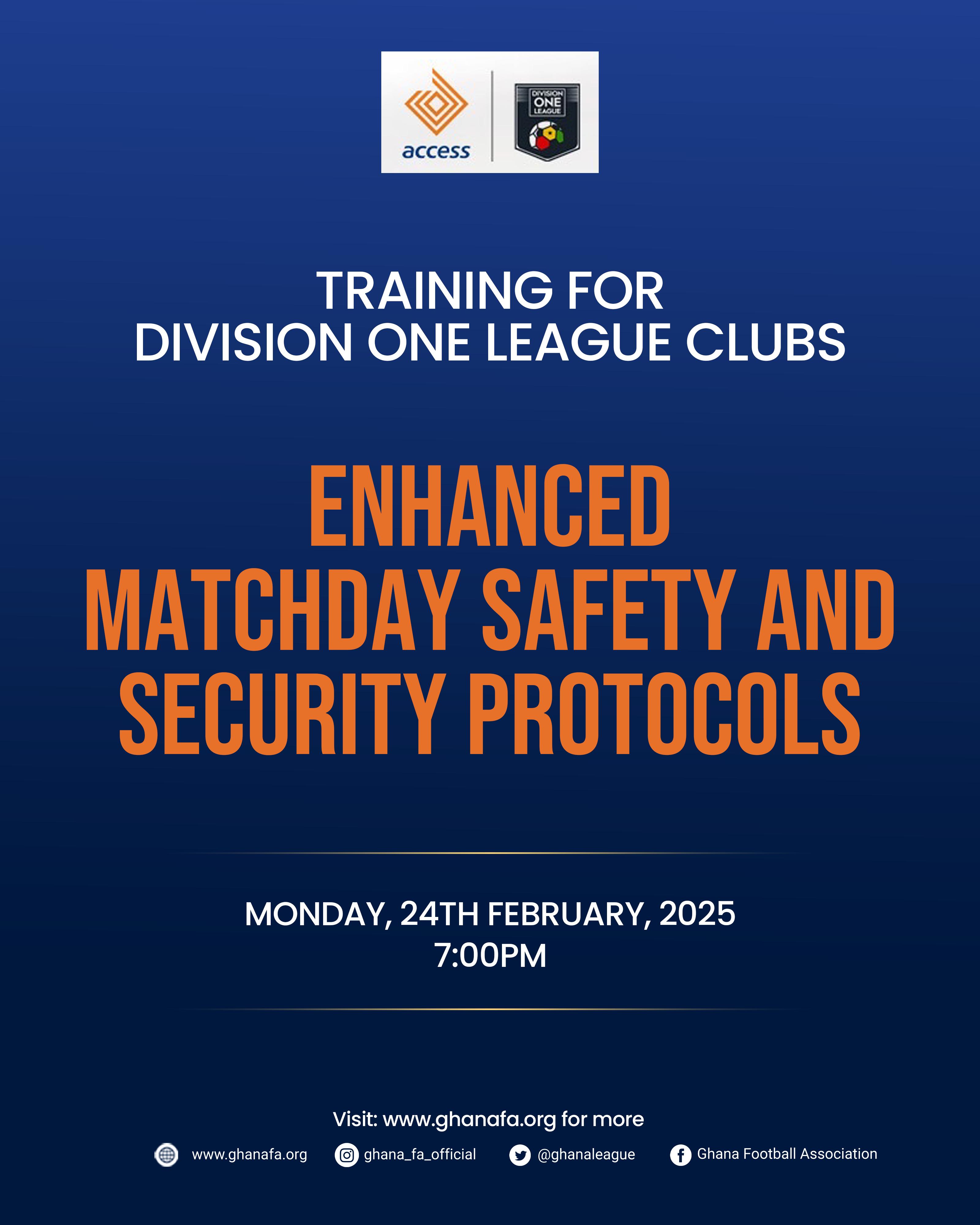 GFA boosts Matchday Security with training workshop for Division One League Clubs on Monday