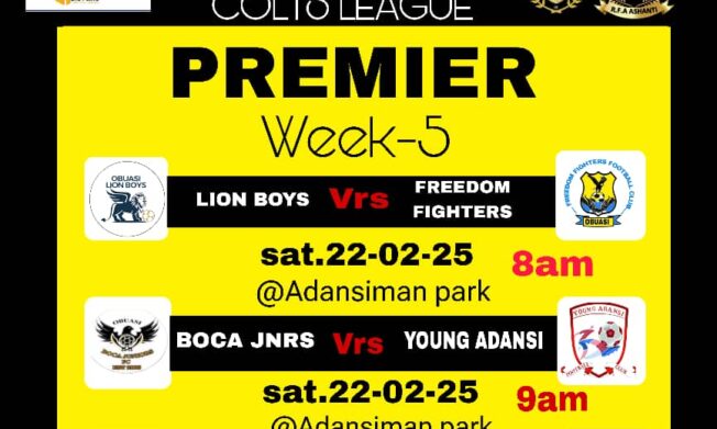 Obuasi East Municipal Colts League Enters Week 5 with Interesting Fixtures