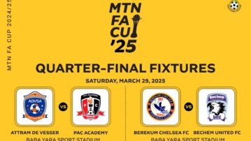 Attram de Visser face off with PAC Academy in MTN FA Cup Quarters