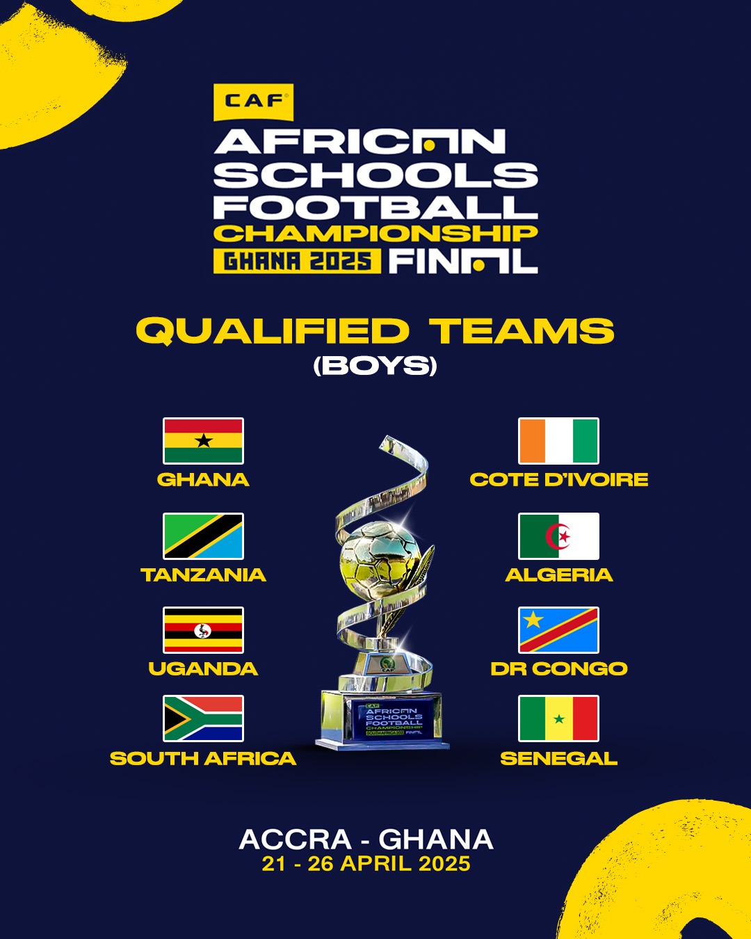 Ghana, seven others to compete in Boys category at CAF African Schools Football Championship