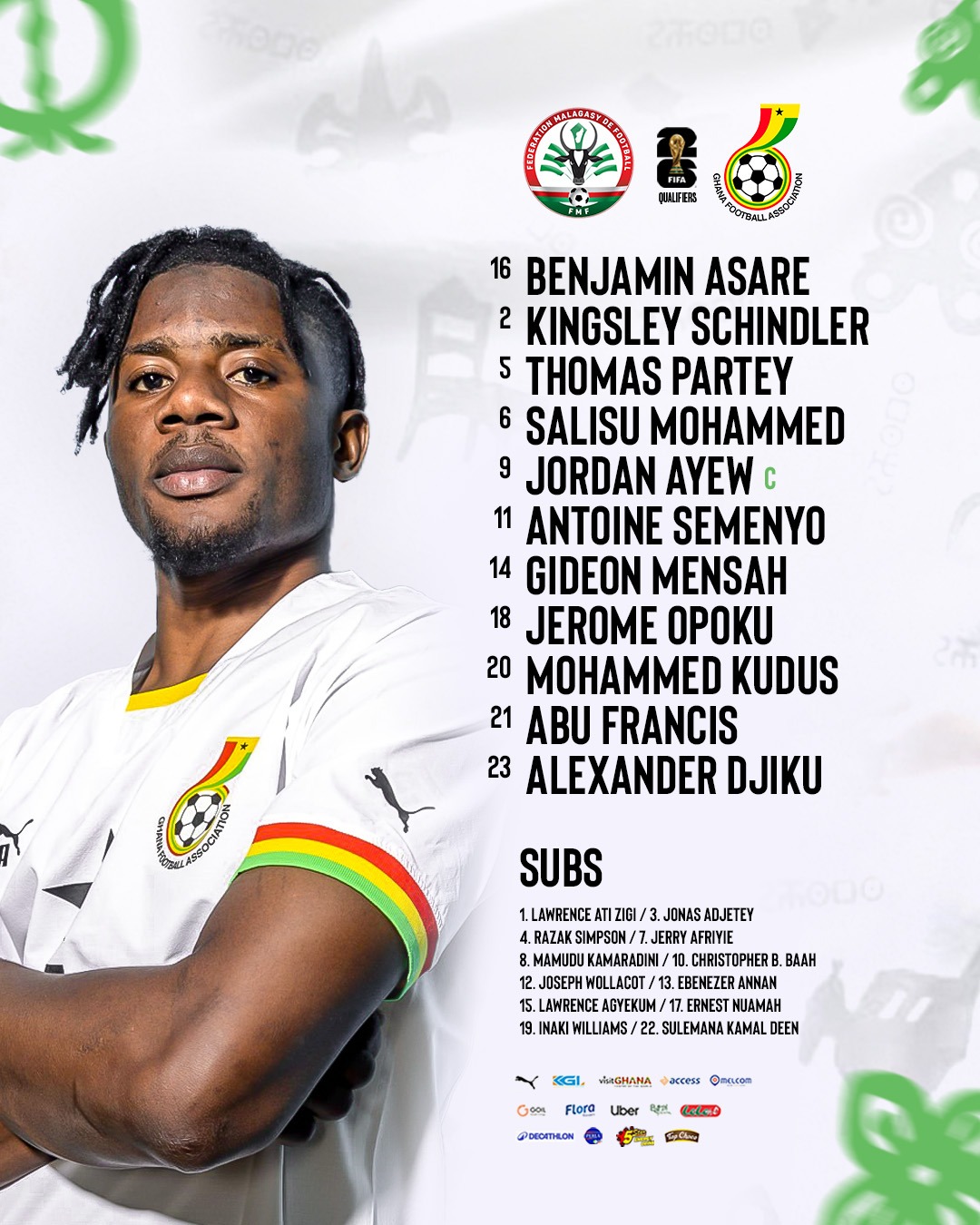 Otto Addo makes two changes to starting lineup as Ghana seeks victory over Madagascar in World Cup qualifier