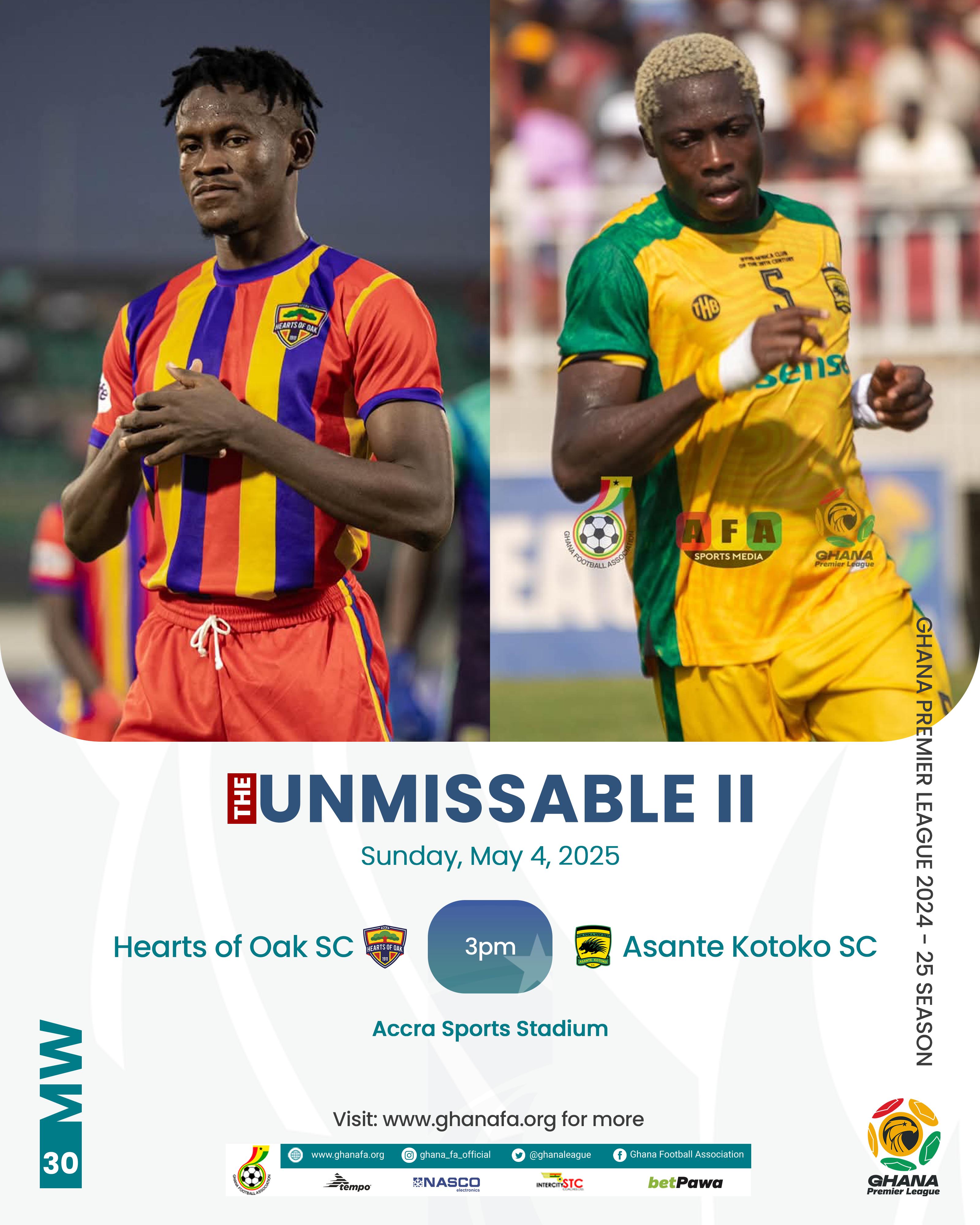 Premier League: Hearts of Oak host rivals Asante Kotoko in 116th Super Clash on Sunday