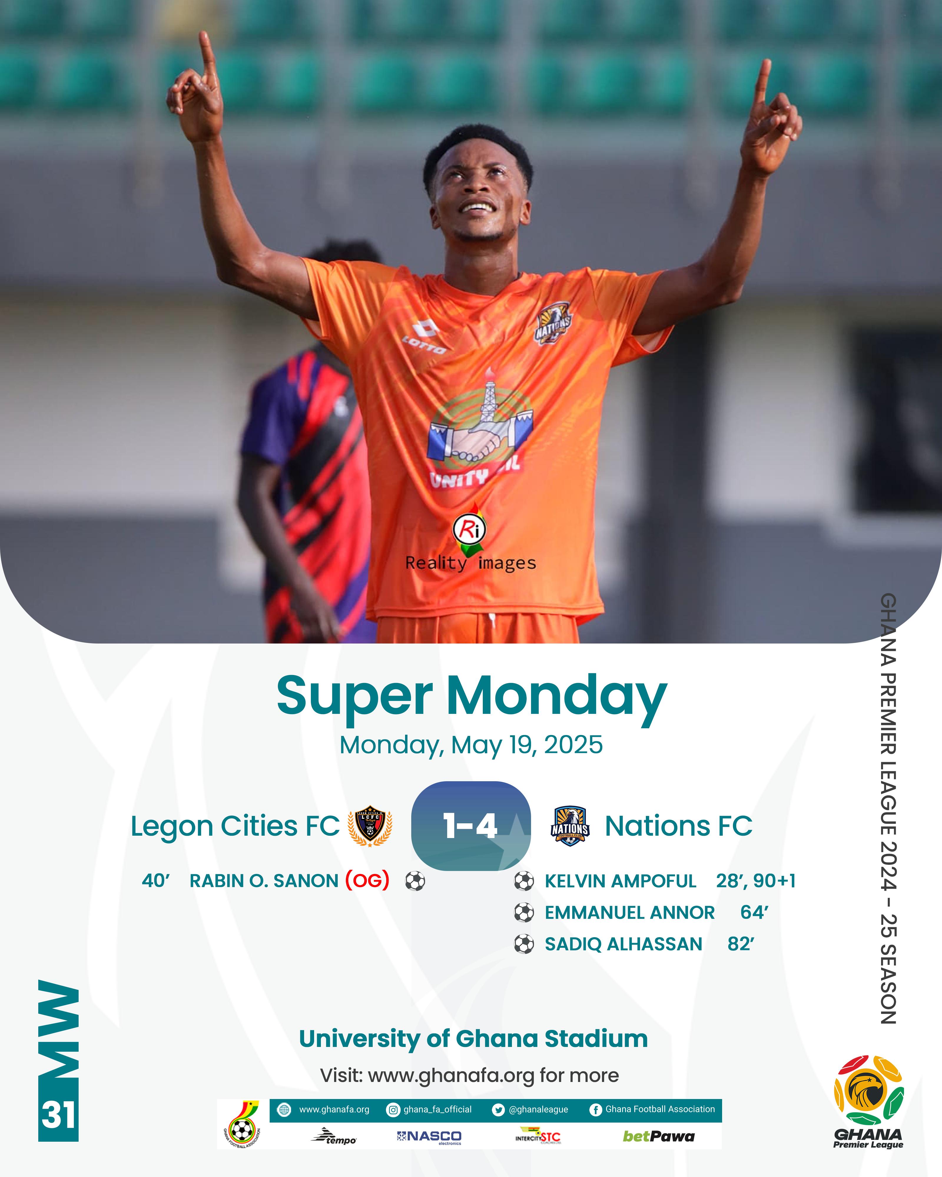 Premier League: Nations FC cruise past Legon Cities