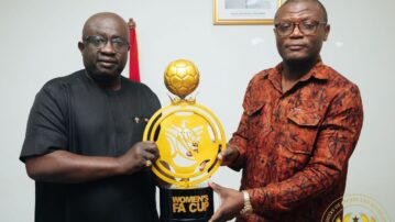 Domestic Leagues Committee present Women's football trophies to Sports and Recreation Minister