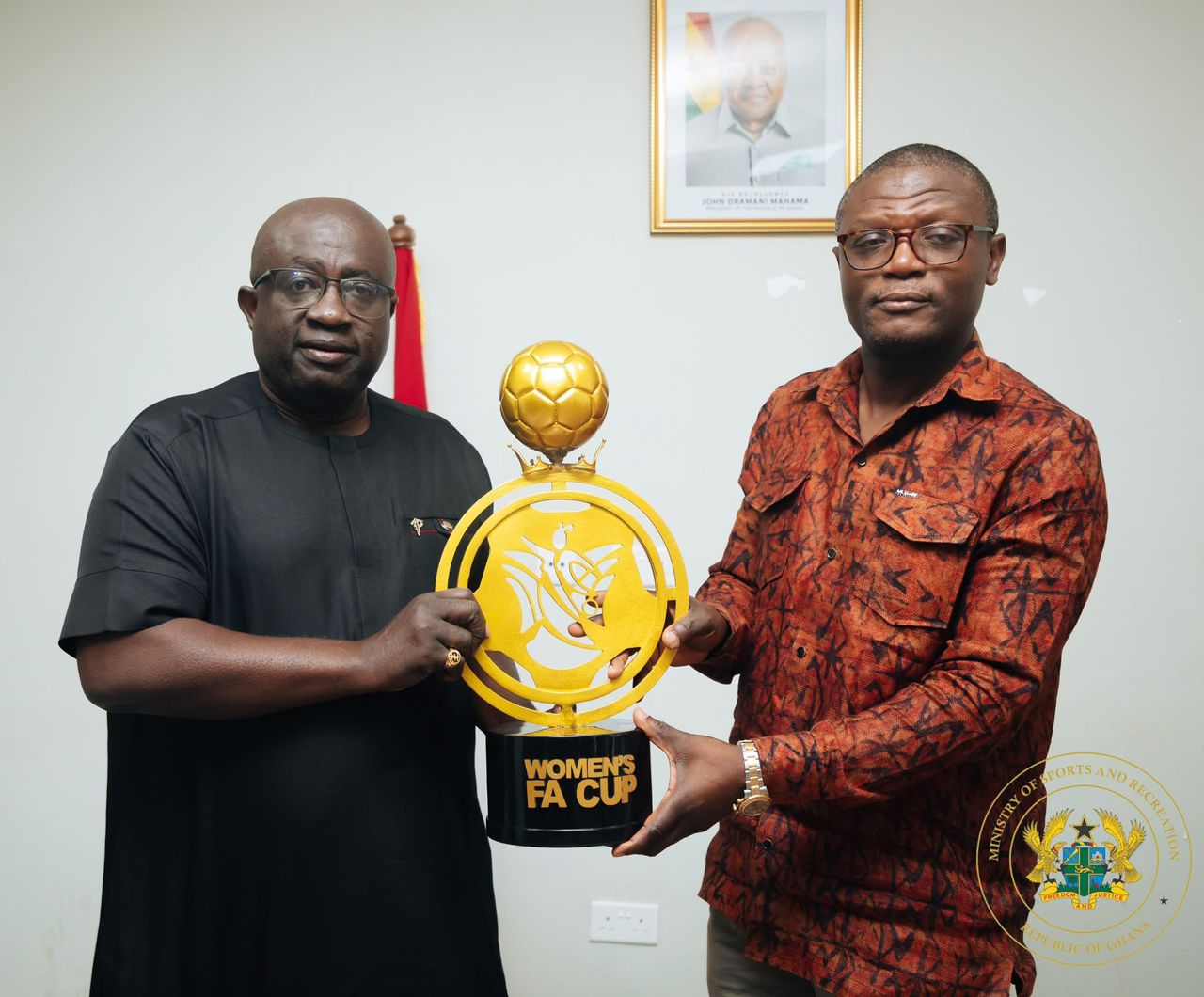 Domestic Leagues Committee present Women's football trophies to Sports and Recreation Minister