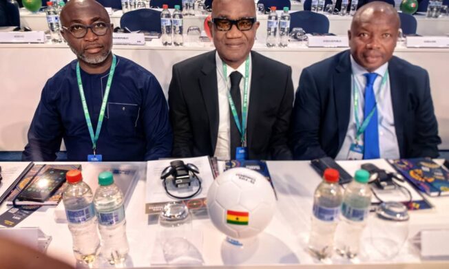 Vice President Mark Addo, Samuel Aboabire, Prosper Harrison Addo attend 75th FIFA Congress in Paraguay