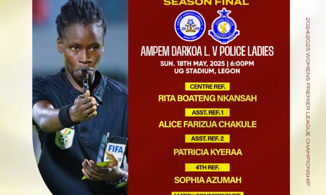 Rita Nkansah Boateng to officiate Ampem Darkoa Ladies vs. Police Ladies Malta Guinness Women’s Premier League Final