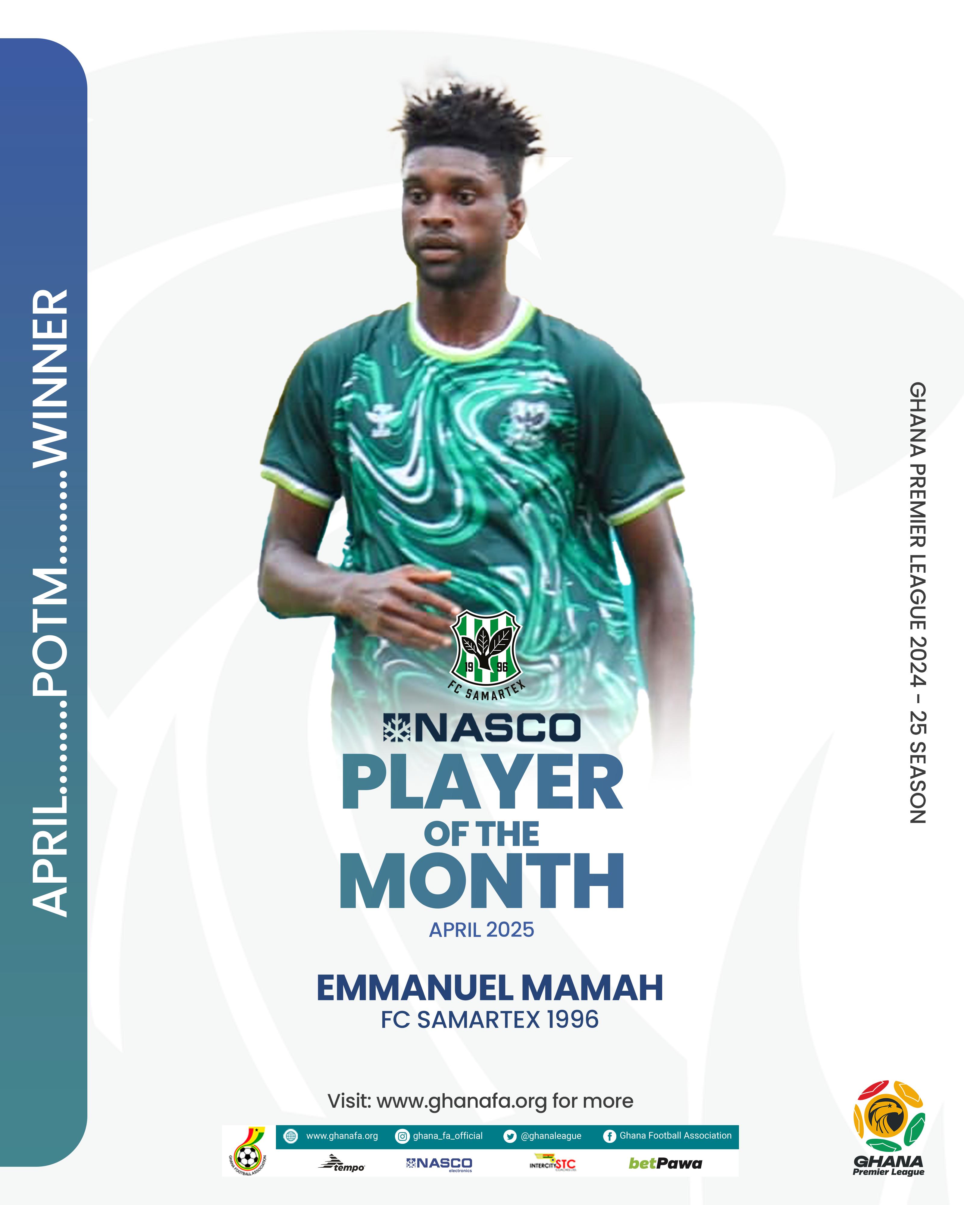Emmanuel Mamah wins NASCO player of the month for April