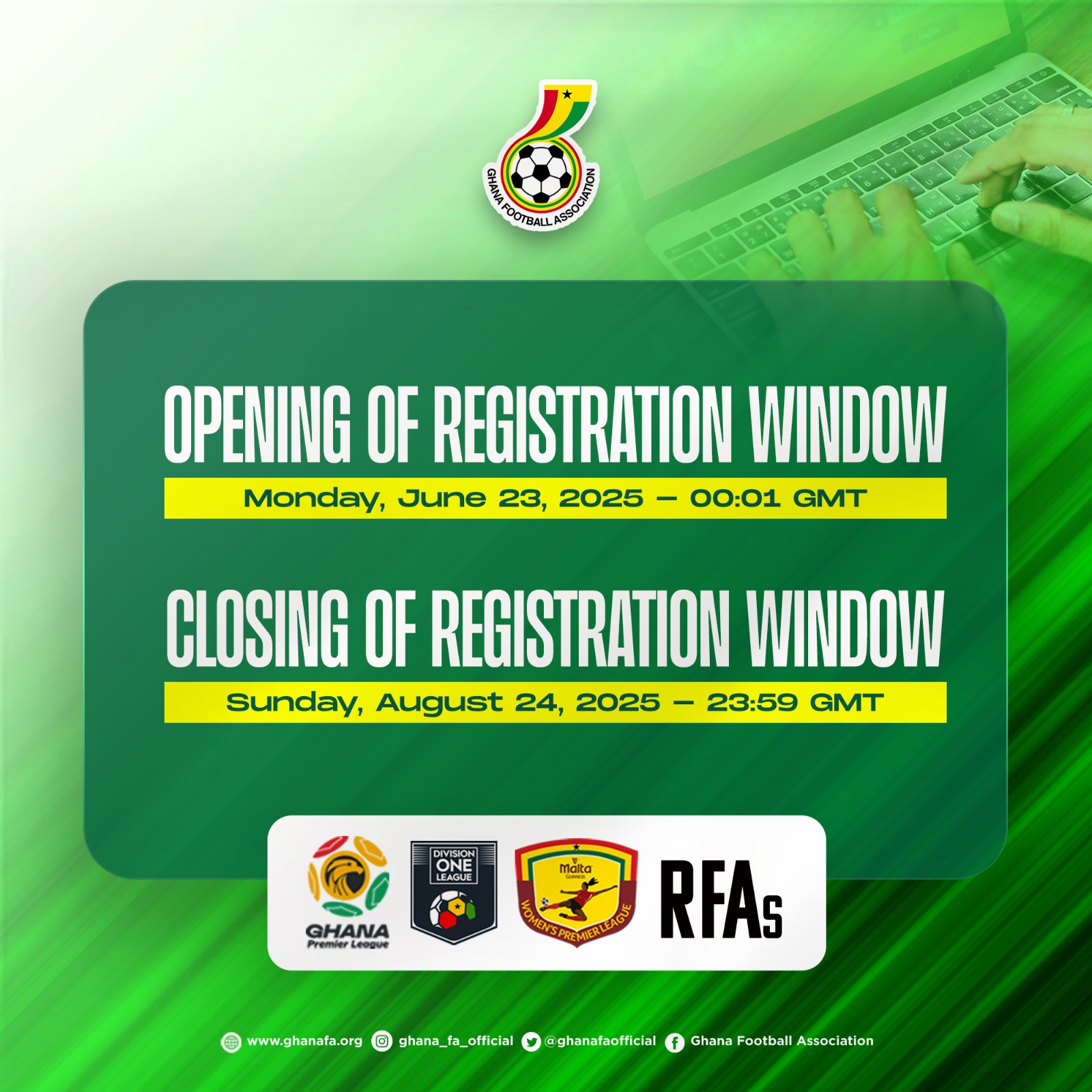 2025/26 SEASON REGISTRATION WINDOW OPENS FOR ALL CLUBS ON JUNE 23, 2025