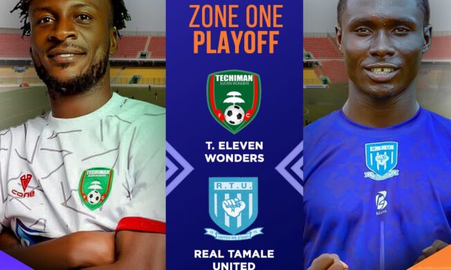 Techiman Eleven Wonders vs Real Tamale United in Access Bank Division One League Zone One playoff showdown