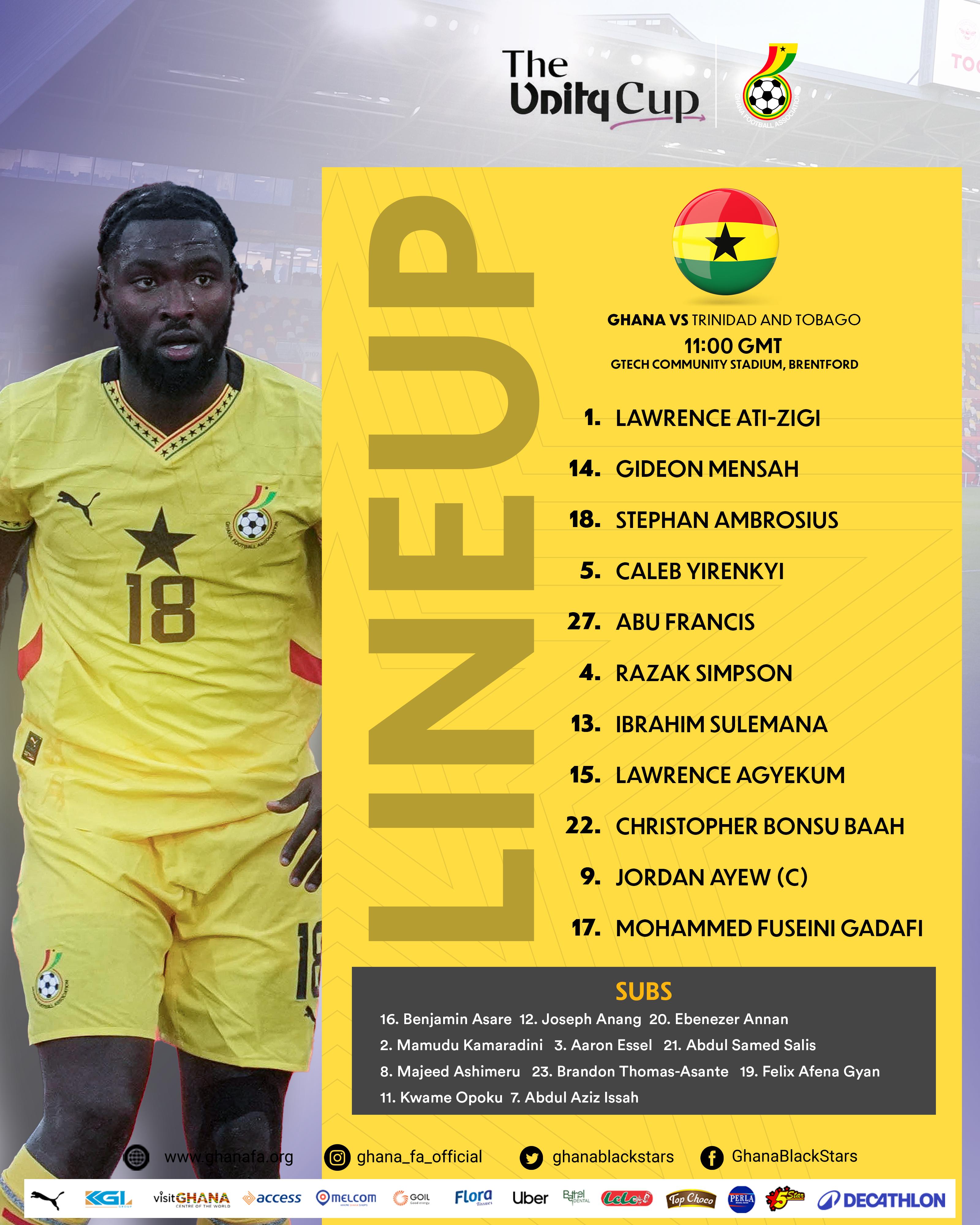 Otto Addo names revised squad for Unity Cup third-place match against Trinidad and Tobago