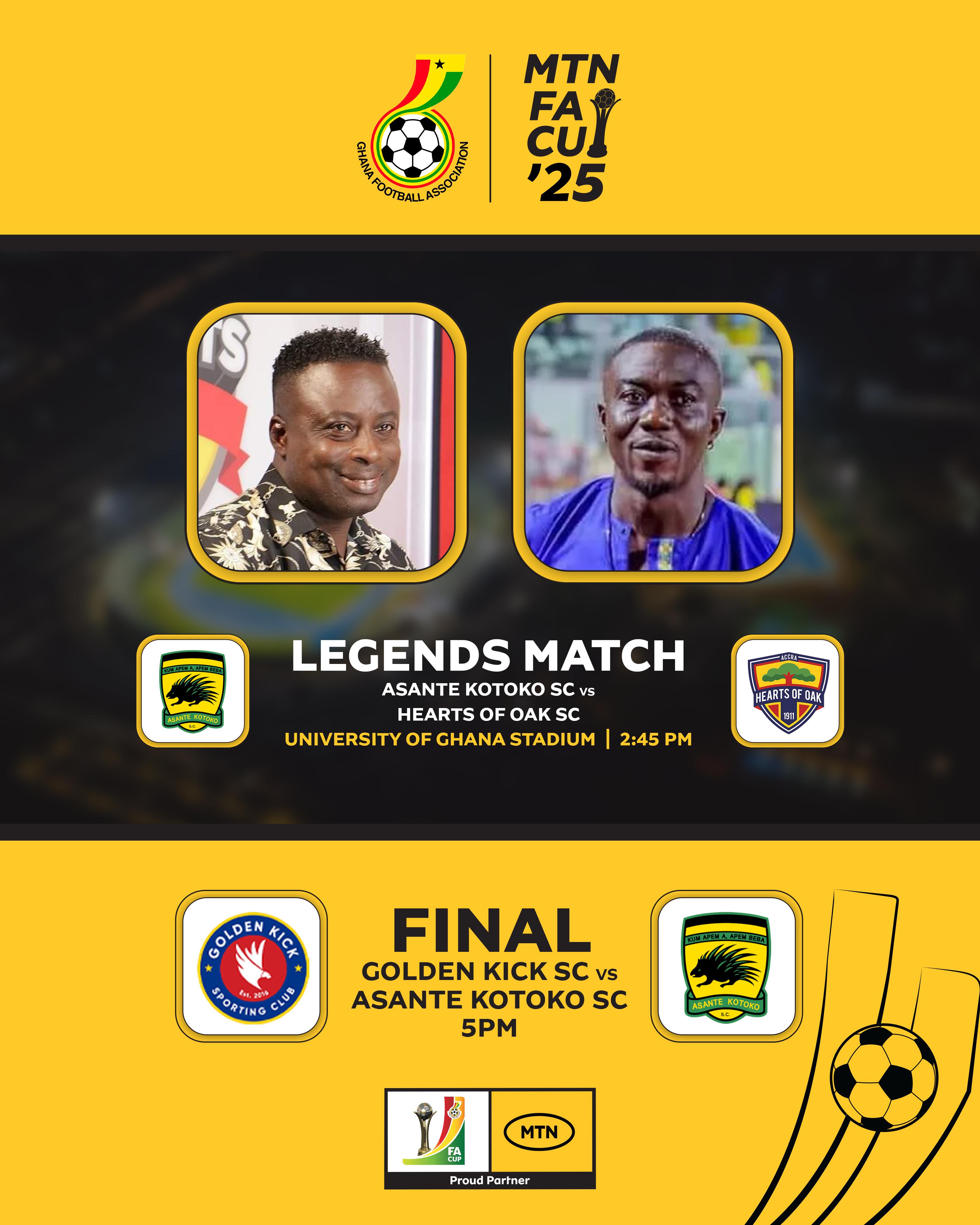 Hearts of Oak legends and Asante Kotoko legends set for MTN FA Cup Final curtain raiser