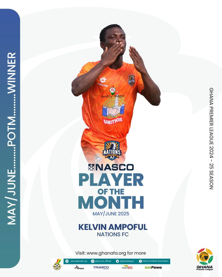 Nations FC midfielder Kelvin Ampoful wins NASCO player of the month for May/June