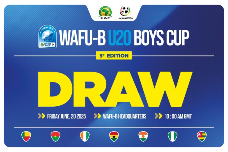 WAFU B U-20 Cup of Nations draw takes place on Friday, June 20