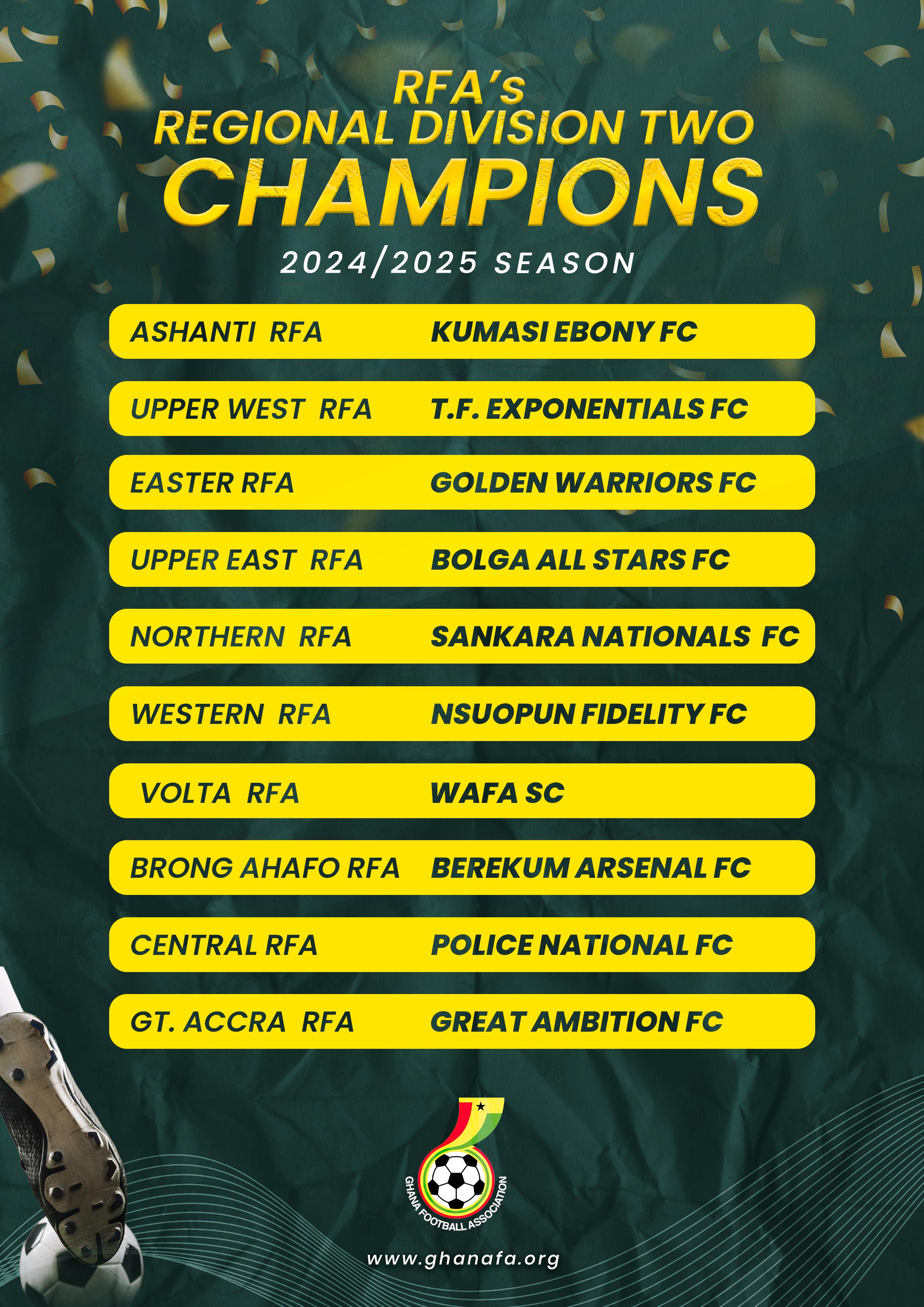Berekum Arsenal FC, Bolga All Stars FC & WAFA SC among teams for 2025/26 Access Bank Division One League