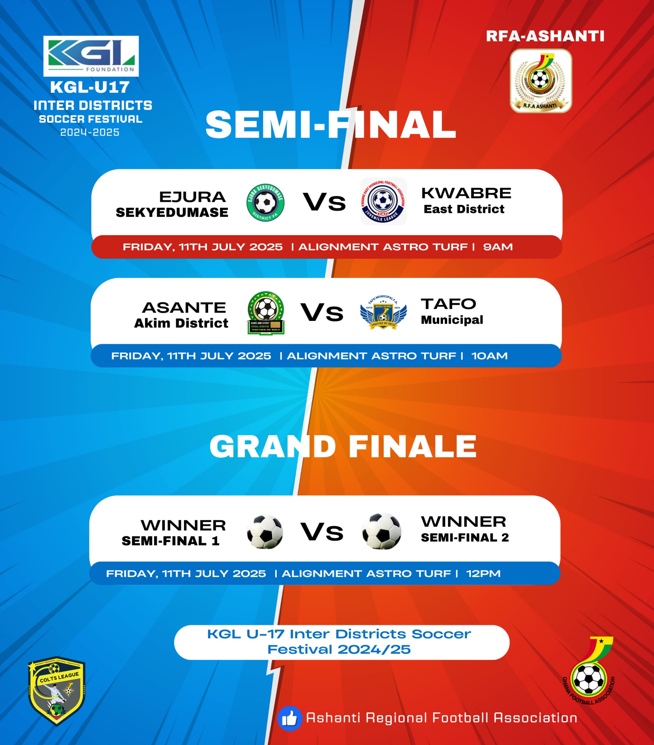 Ashanti Regional Colts Festival Semi-Finals Set for Friday, July 11 at Sofoline