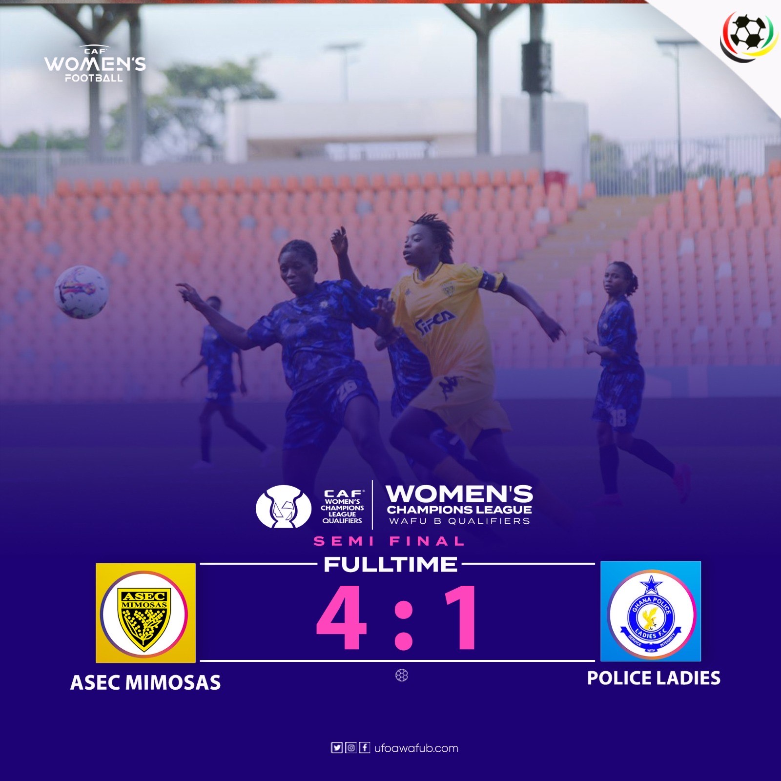 CAF Women’s Champions League WAFU B Qualifiers: Police Ladies fall to Asec, set sights on Third-Place playoff