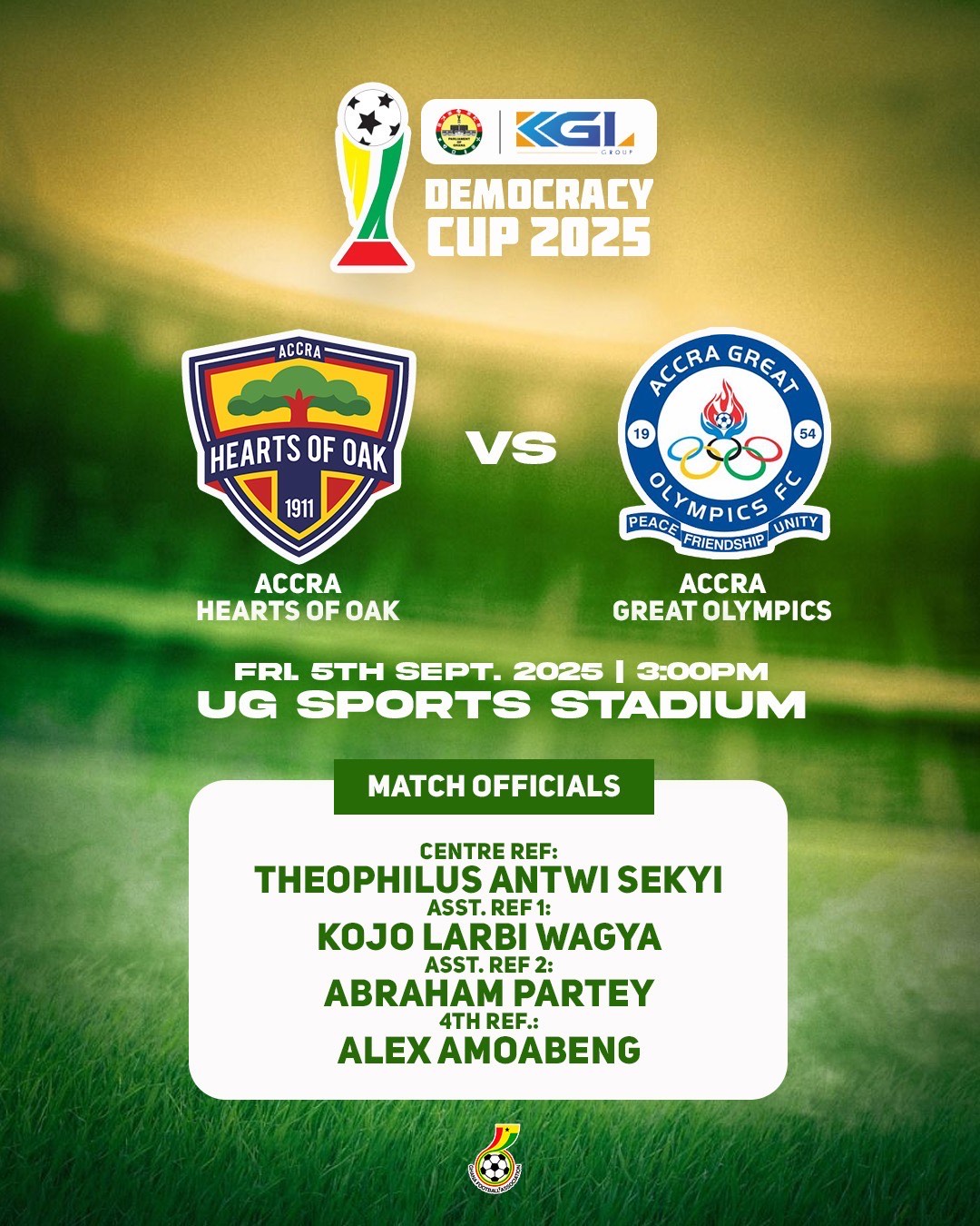 FA appoints Catch Them Young Referees for 2025 Democracy Cup clash between Hearts of Oak and Great Olympics