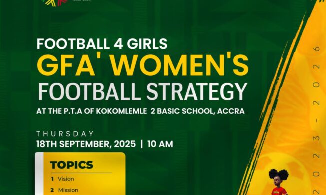Football ‘4’ Girls Project to launch at Kokomlemle Basic 2 School in Accra on Thursday Sept 18