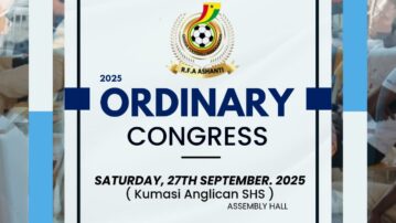 Ashanti Regional Football Association to Hold Ordinary Congress on September 27