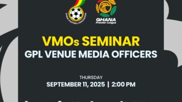 Venue Media Officers to attend training workshop on Thursday September 11