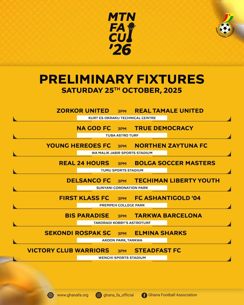 2025/26 MTN FA Cup: Rospak face Elmina Sharks in Saturday’s headline clash