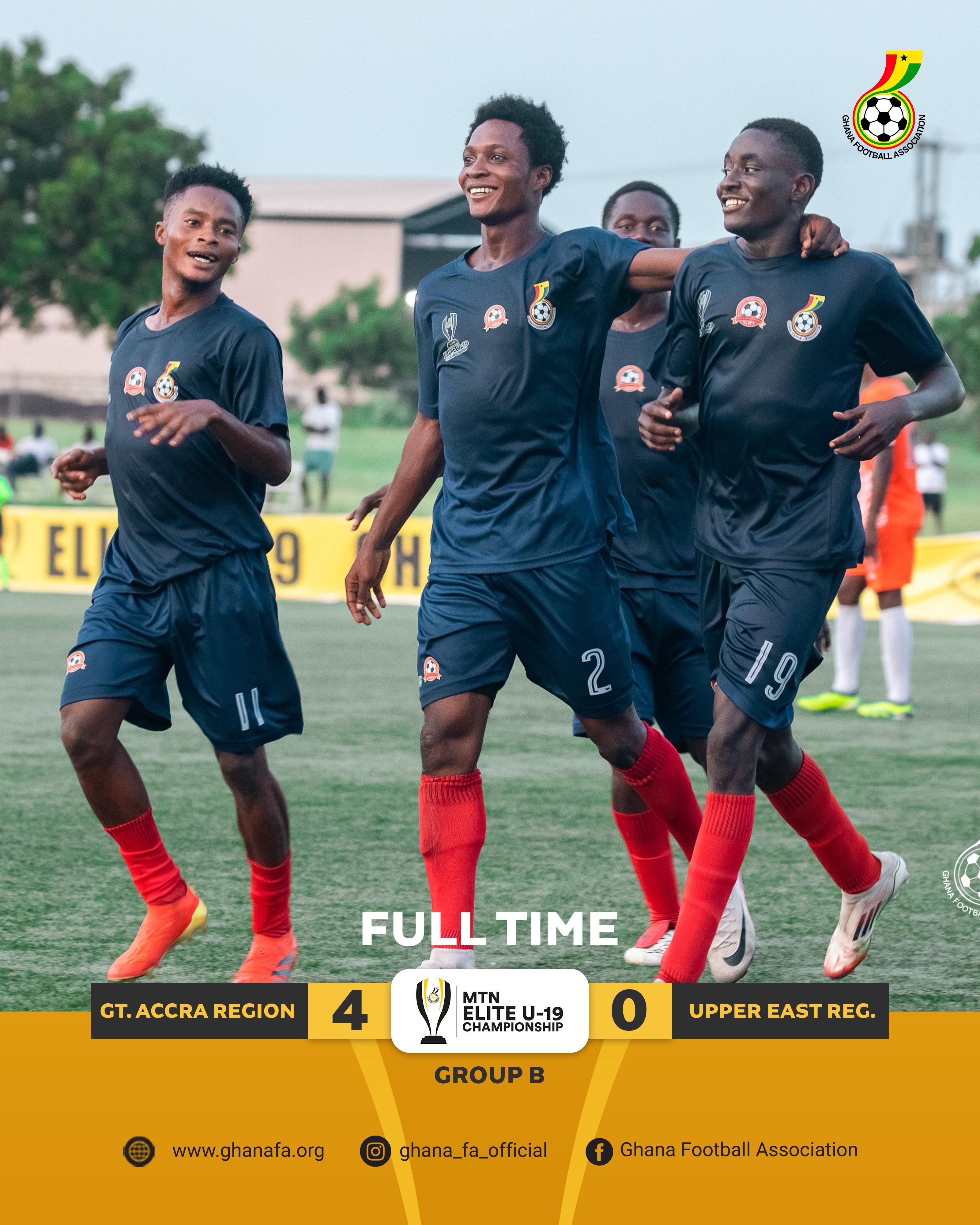 MTN Elite U-19: Greater Accra shine with 4–0 win, Northern Region snatch narrow victory on opening day