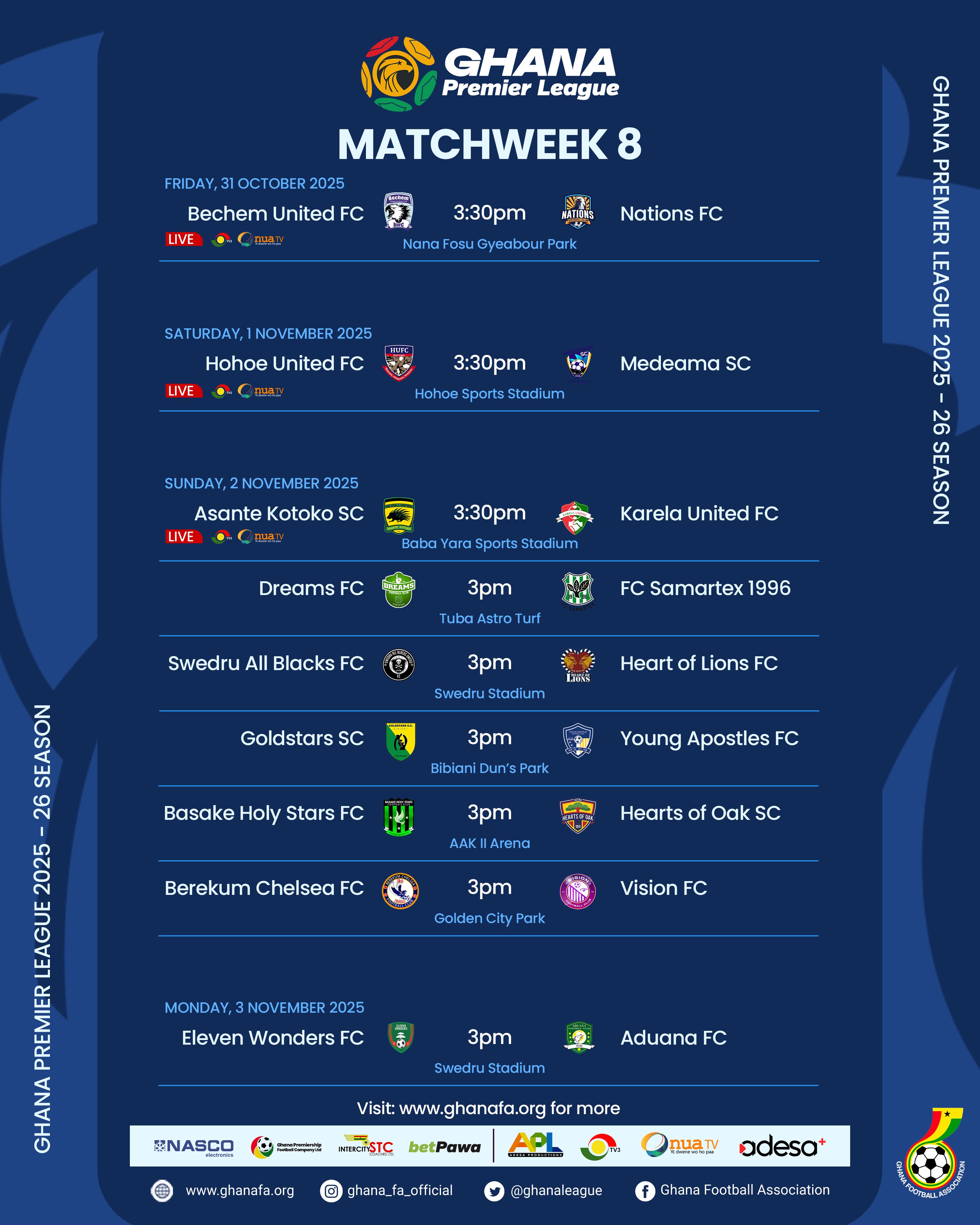 Premier League: TV schedule for Matchday 8 announced
