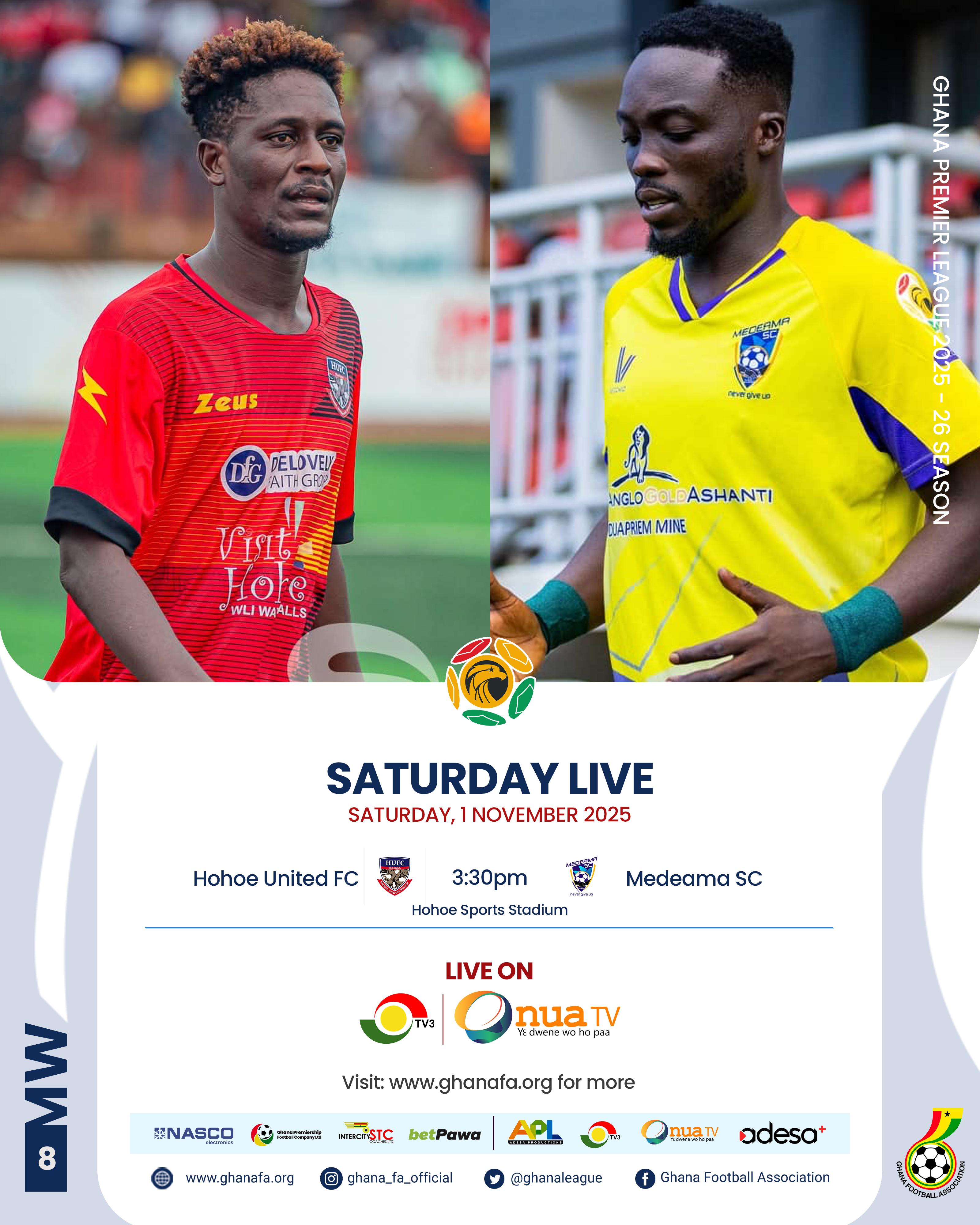 Premier League: Hohoe United host table-toppers Medeama in Hohoe showdown on Saturday