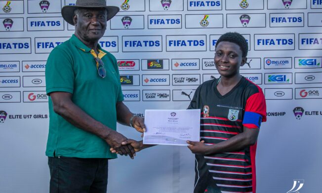 Hasaacas Ladies President Nana Benyin Eyison inspires young talents at FIFA/GFA Elite U-17 Championship