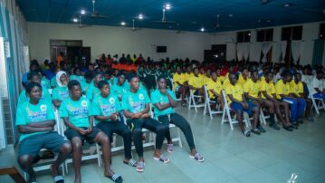 Executive Council member Eugene Nobel welcomes teams to the inaugural Girl's U-17 Elite Championship at Prampram