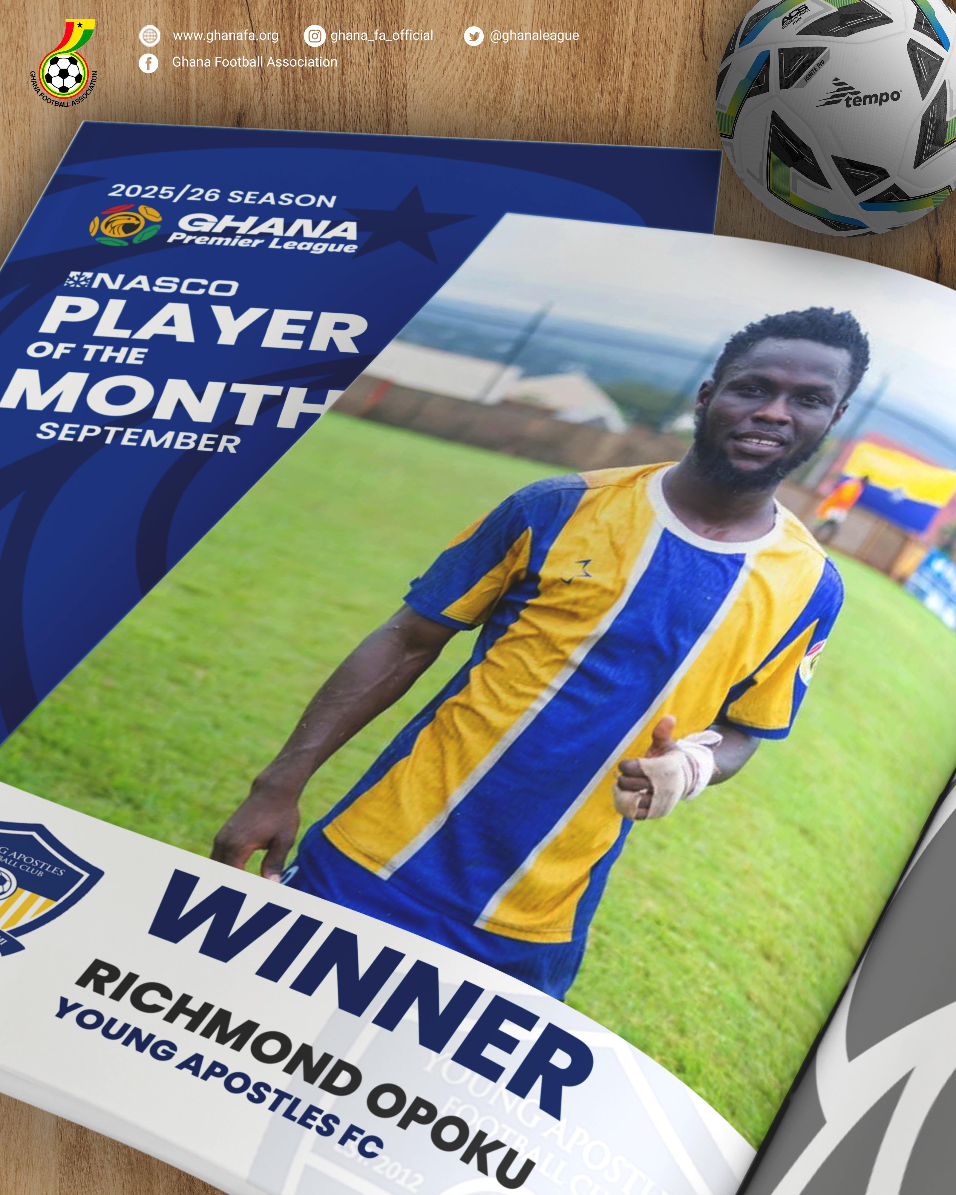Richmond Opoku wins NASCO Player of the month for September