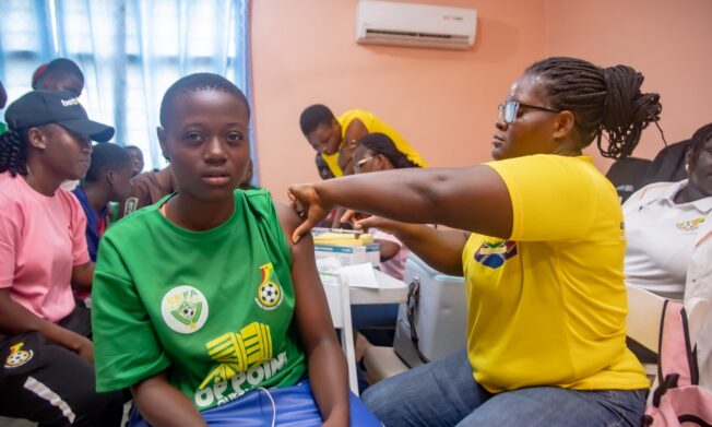 Cervical Cancer awareness and HPV vaccination drive held at Ghanaman Soccer Centre of Excellence Prampram