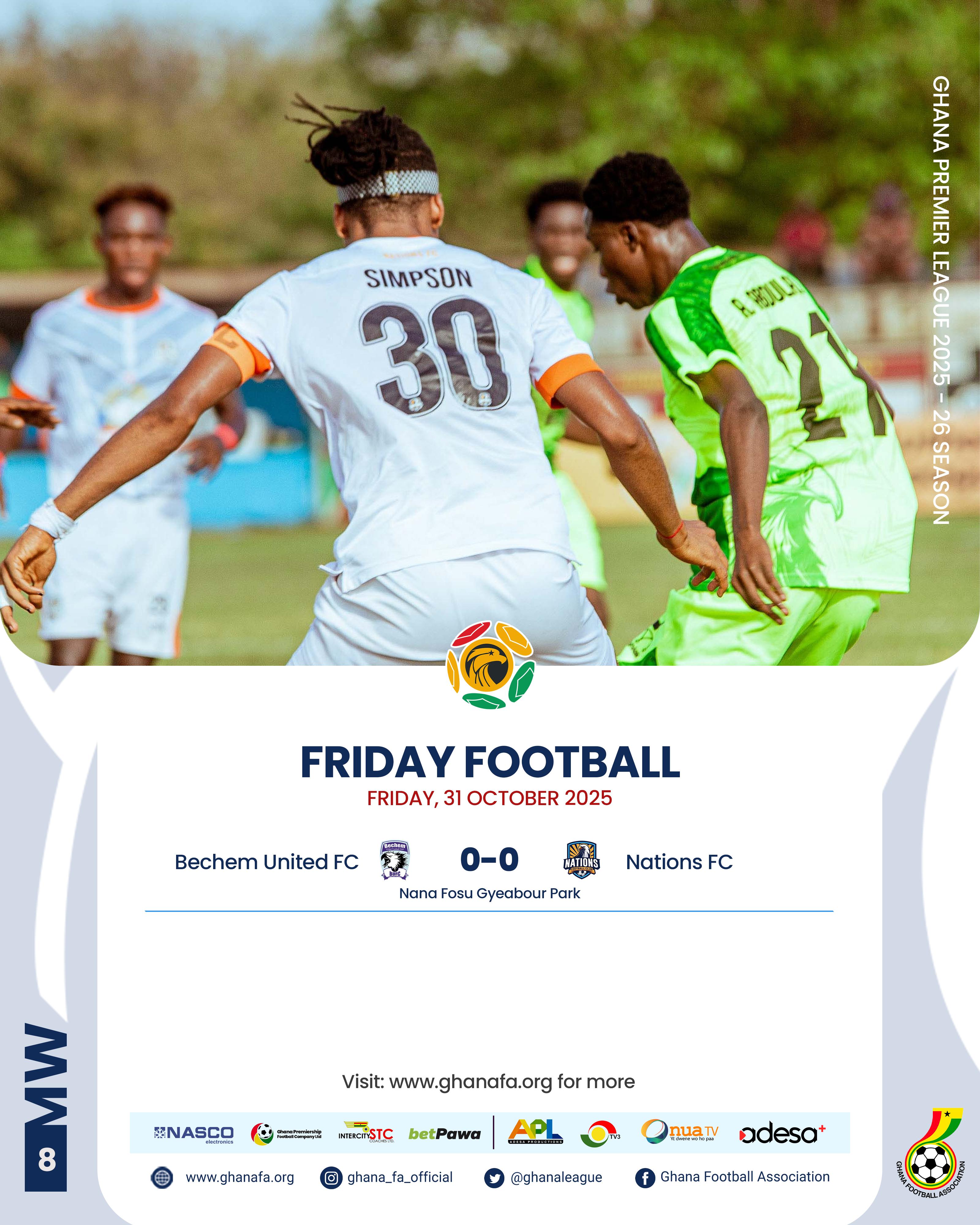Premier League: Bechem United held to goalless draw by Nations FC